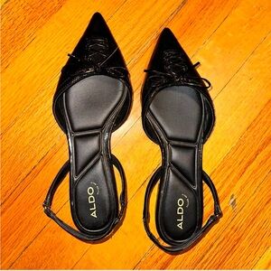 ALDO Black Pointed Toe Slingback Heels